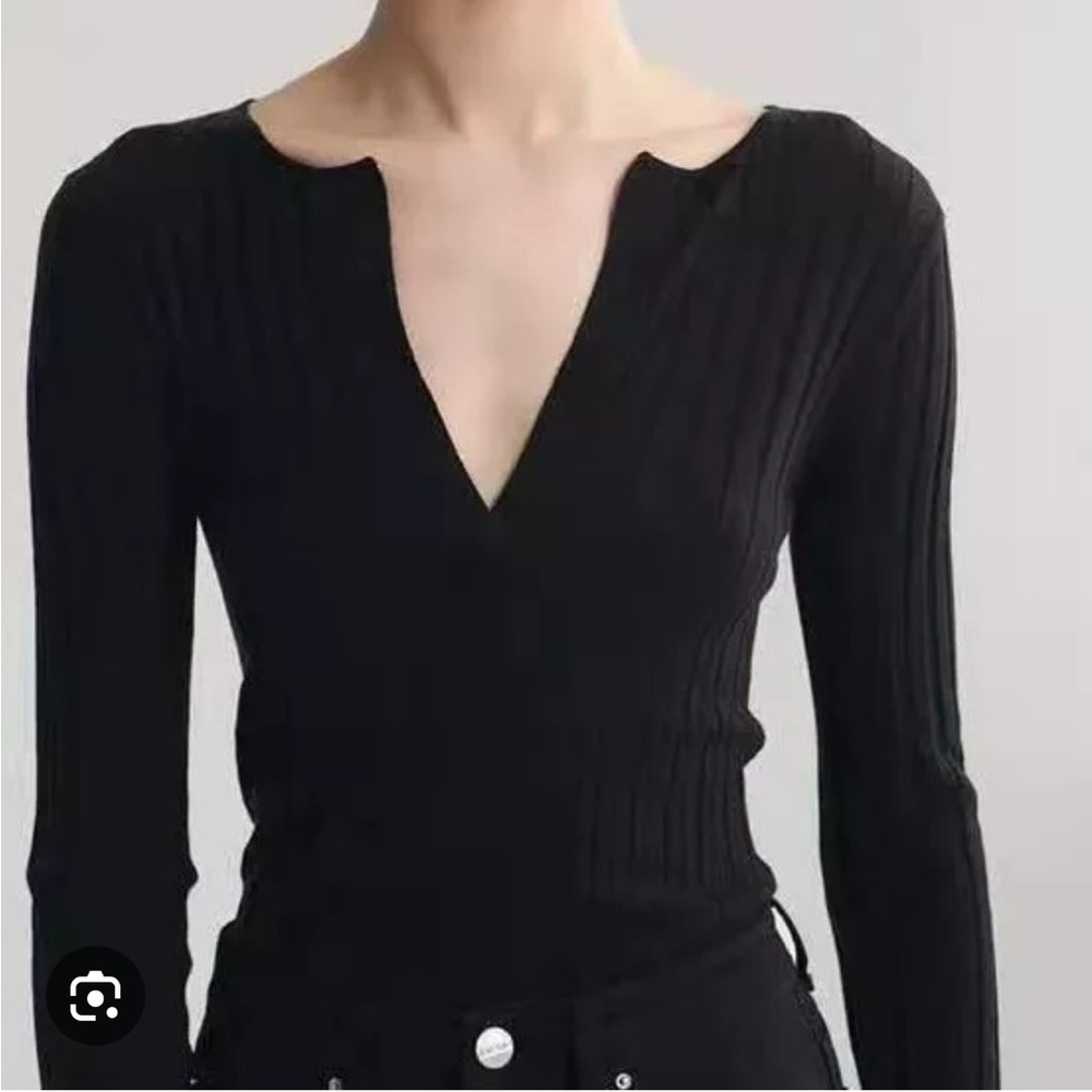 Toteme black knit ribbed sweater top medium